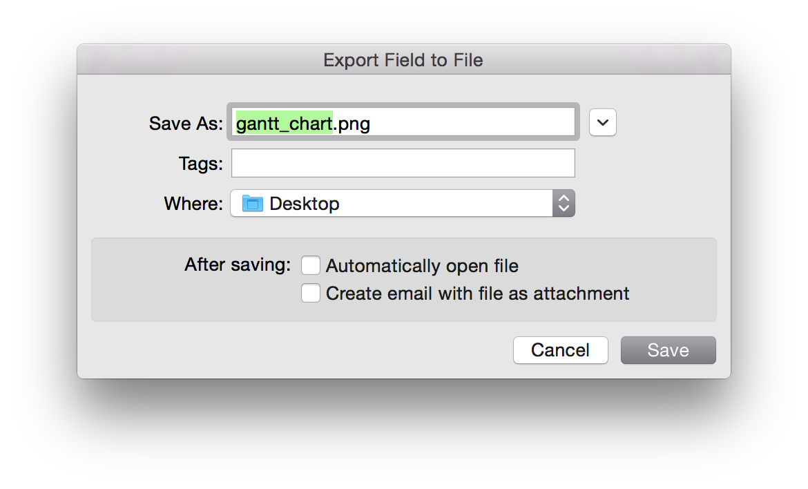 FileMaker Dialog Box Export